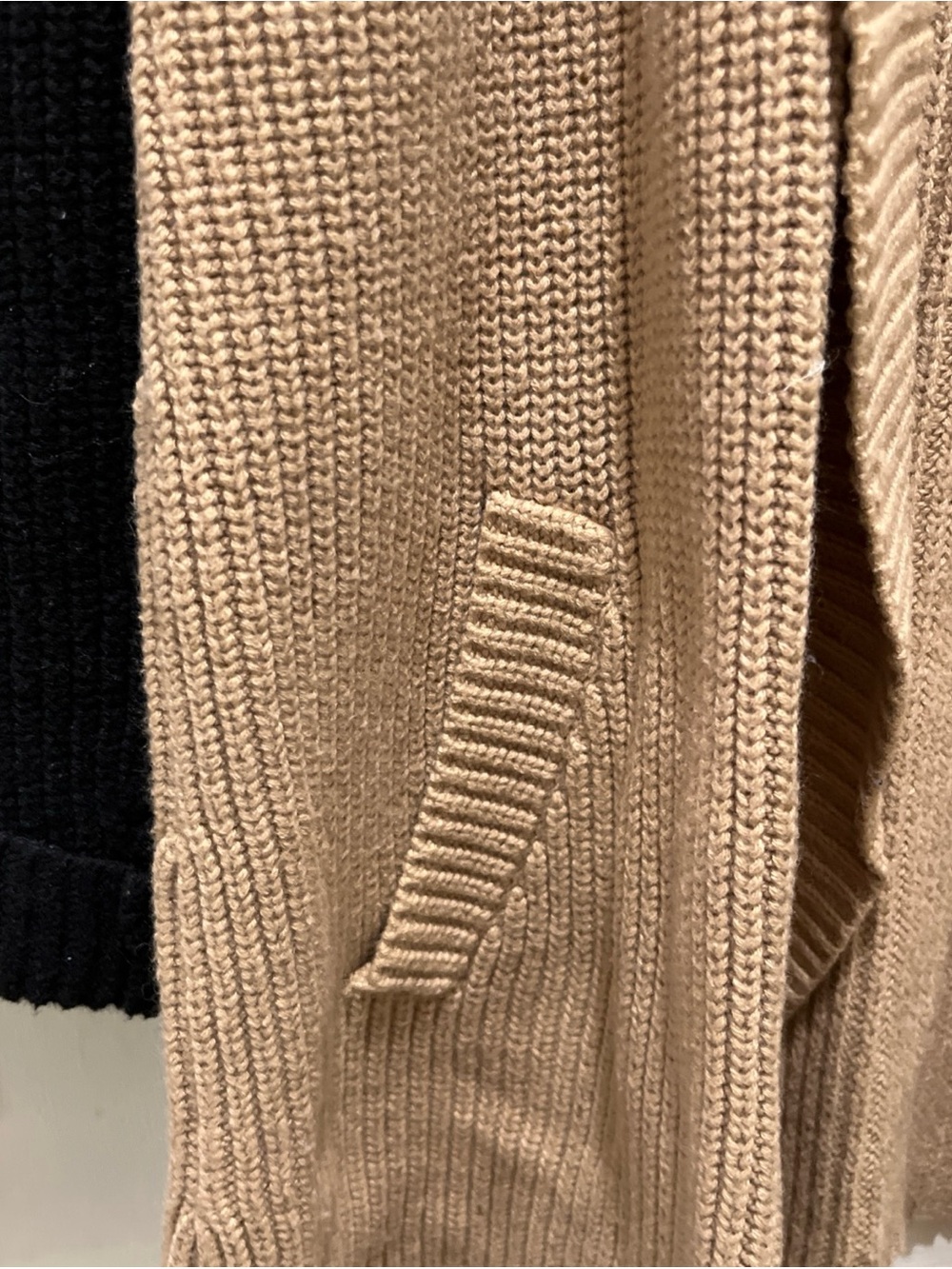 Talbots Camel and Black Open Shawl Collar Cardigan - Picture 4 of 6